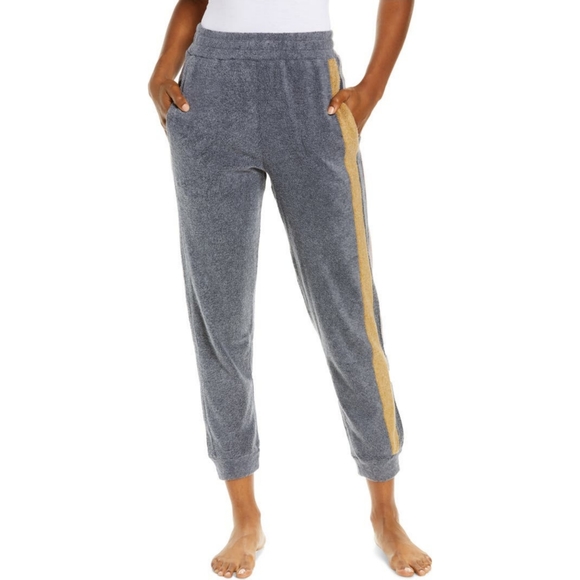 Free People Pants - Free People Blue Monday Fleece Jogger Sweatpants Grey/Gold Lounge Wear SZ. L